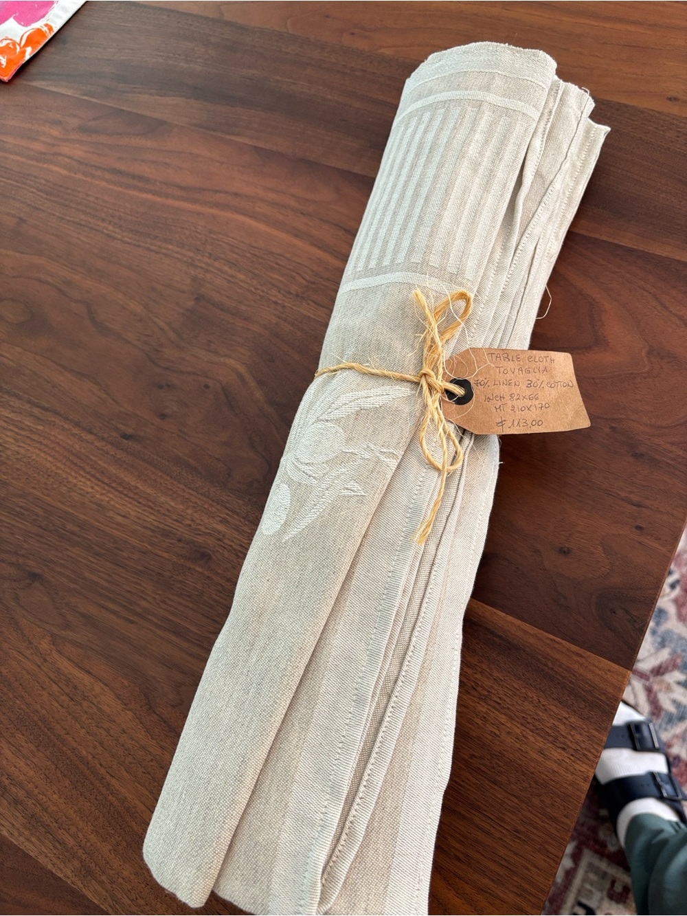Neutral Striped Linen-Cotton Tablecloth